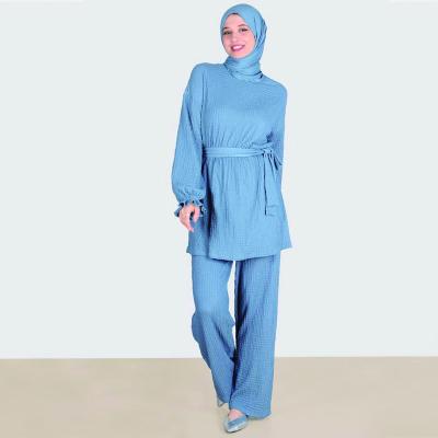 China Casual Wholesale Fashion Long Sleeve Blouse Pants Women s Islam Clothing Women s Muslim2 Piece Set for sale