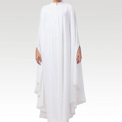 China Causal Women's Casual White Made Matte Fabric Chiffon Round Neck Muslim Abaya Dress Irani Maxi Long Kaftan for sale