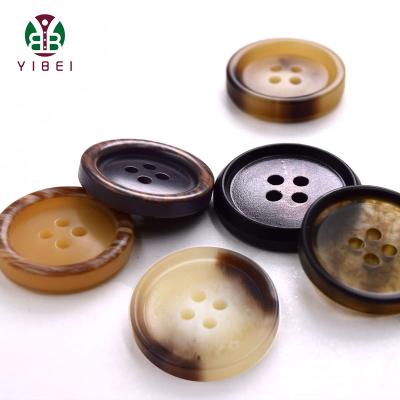 China New Fashion Viable Custom Design 4 Holesr Imitation Horn Button With Normal For Costume Apparel Decoration for sale