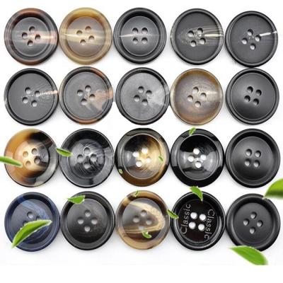 China Wholesale 4 Hole Hand Faux Viable Hot Selling Horn Buttons For Mens Wear Designer Coat Buttons for sale