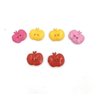 China Viable Cute Multicolor Apple Shaped Plastic Button For Children's Coat DIY Handwork for sale