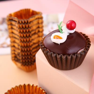 China Disposable cupcake liners paper printed on the outside aluminum foil and inside cake baking tools for sale