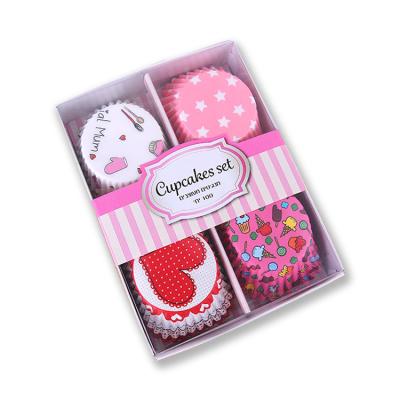 China Disposable Valentine Cupcake Set Pink Cupcake Set for sale