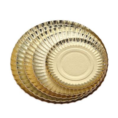 China Disposable Disposable Gold Cake Tray 5 Sizes Round Shape Cake Plate Factory Cheap Price for sale