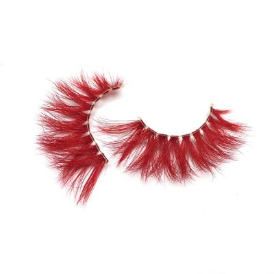 China 3D Layered Custom Pack 20mm Real Mink Fur False Eyelashes New Style 3D Colored Strip Eyelash Fluffy Colorful for sale