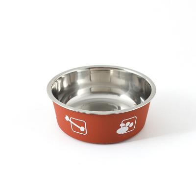 China Wholesale Viable Colorful Pet Food Water Stainless Steel Container Silicone Dog Feeding Bowl With Rubber Ring for sale