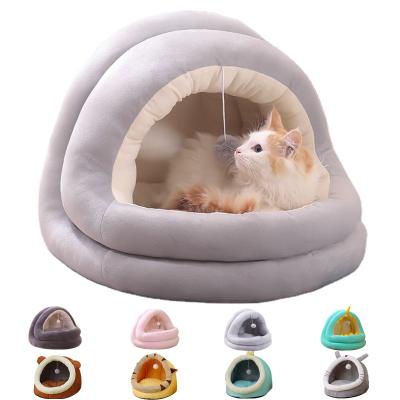 China Breathable Soothing Solid Nest Cat Beds For Homemade Cats Breathable Novelty Donut Cave Bedroom Pet Nest for sale