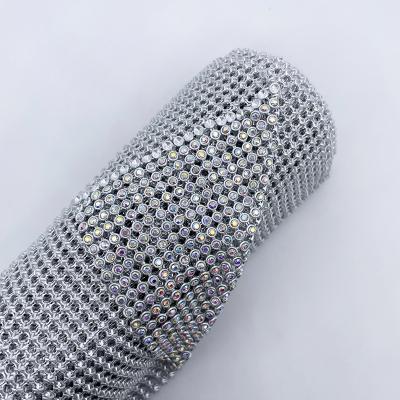 China Custom Color 45x120cm Aluminum Mesh Crystal Stone Mesh Rhinestone Sheet Hot Fixfor Flatback Garments/DIY Aluminum for sale