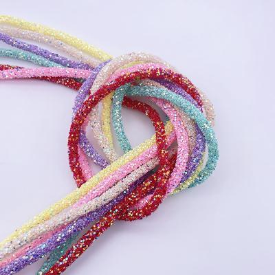 China Colorful Resin Pointback AB Appliques Glitter Rhinestones String Sequin Tube Rope Trimming For DIY for sale