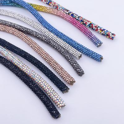 China Flatback 1 Meter Rhinestone Tube Trim Band ab Crystal Cord Glass Rhinestones Chain For Clothes Bracelet for sale