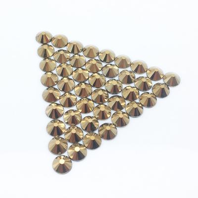 China Factory Sale Flatback Aurum Glass Beads Flat Back Rhinestones Bulk Crystal For Wedding Dress for sale