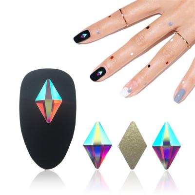 China 2021 New Design Flatback Glass Flatback Not Hot Fix Nail Art AB Crystal Rhinestone for sale