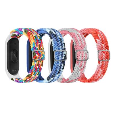 China New Sports Nylon Wristband Adjustable Braided Elastic Nylon Strap for Xiaomi MI Band 6/4/5 NFC for sale