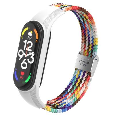 China High Quality Nylon Multiple Colors Single Loop Elastic Nylon Braided Strap For Xiaomi MI Band 7 Wristband for sale