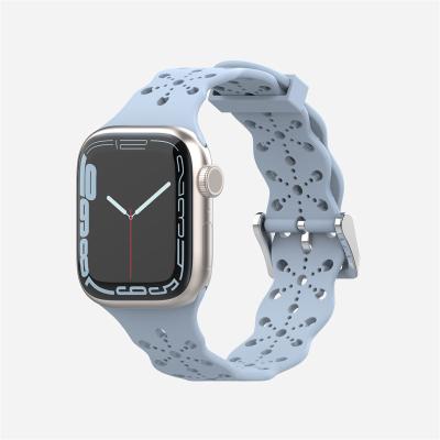 China Classic Silicone Strap Watch Bands Strap For Apple Watch Series 7 Elastic Band For Women for sale