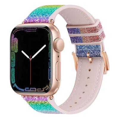 China Water Resistant For Apple Watch Strap 41mm 42mm 44mm 45mm Waterproof Glitter Watch Band For iWatch Se 6 5 Series 7 for sale