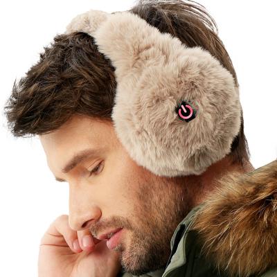 China Unisex Faux Fur Furry Radio Brown Electric Heated Warm Ear Muff For Winter for sale