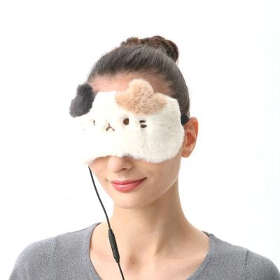 China Cute Reusable Plush Usb Heated Anti-Puffiness Cat Steamer Eye Mask With Embroidered for sale