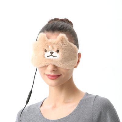 China Anti-puffiness Brown Dog Warm Plush USB Electric Heated Eye Mask For Dry Eyes And Sleep for sale