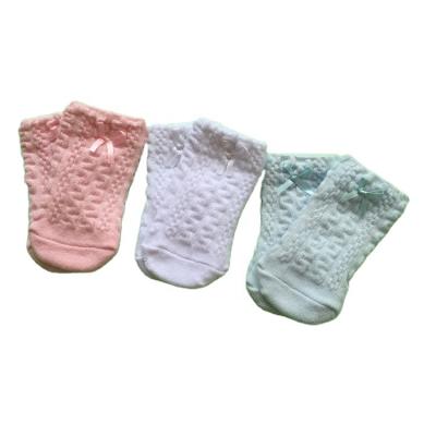 China Hot sale QUICK DRY knitted cotton baby lace up socks with pure foot color lace pattern socks for sale