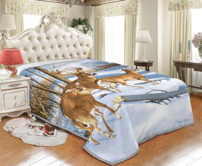 China Anti-pilling 100% 1ply one polyester 220 x 240 embossed mink raschel blanket animal design per cm 6kg side for sale