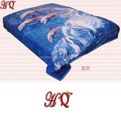 China Dolphin Blankets Disposable Raschel Polyester Mink Embossed Dolphin Blanket for sale