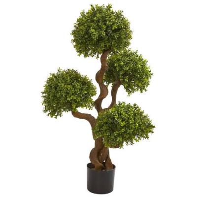 China Modern Indoor Outdoor Artificial Ball Boxwood Tree Four Green Plant Topiary Tree for sale