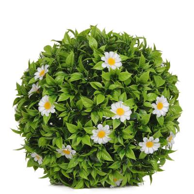 China Contemporary Artificial Sunflower Daisy Grass Ball Hot Sale Plastic Evergreen Handmade Grass Ball for sale