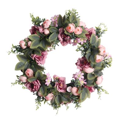 China Occasion Creative Office Home Supplies Wall Hanging Decorations Simulated Artificial Flower Leaves Wreath for sale