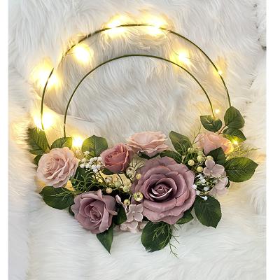 China Artificial Decorative Silk Rose Wreath For Wedding Front Door Decoration Realistic Romantic Floral Garland rose for sale