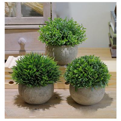 China Beautiful Small Faux Plant Realistic Bathroom Kitchen Outdoor Decor Plants Decor Artificial Plants In Gray Pots for sale