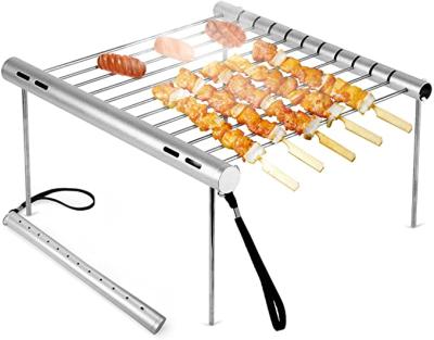 China Easily Cleaned Portable Camping Grill Folding Compact Stainless Steel Charcoal Barbecue Grill for sale