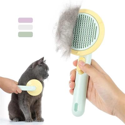 China Stocked Cat Brush Massage Dog Comb Pet Hair Remover Comb For Cats Dogs Special Needle Comb Hair Cat Self Remover Accessories for sale