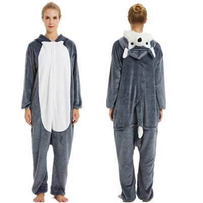 China Anti-pilling Cartoon Sleepwear Dinosaur Unicorn Animal Flannel Pijama Couples Parent-child Home Service Coral Fleece One-Piece Pajamas for sale