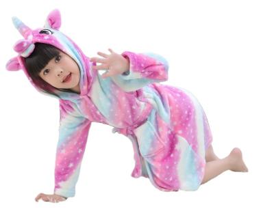 China Custom Anti-pilling Unicorn Bathrobe Fleece Bathrobe Hooded Thick Wool Bathrobe for sale