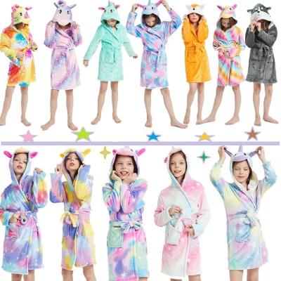 China Cute Pegasus Sky Pajamas Anti-pilling New Husky Nightgown Flannel Cartoon Animal Starry Bathrobe Kids for Boys and Girls for sale