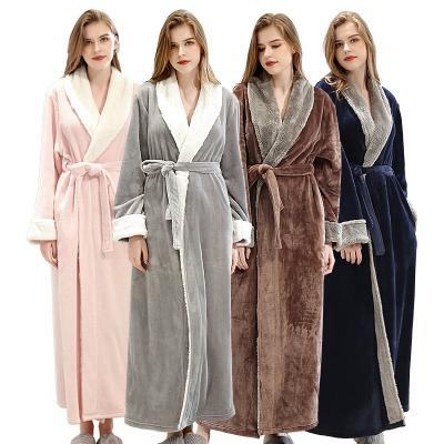 China 2021 Long QUICK DRY Extra Long Fleece Hooded Coat Hooded Bathrobes Long Plush Dressing Gown Long Sleeve Warm Bathrobes for sale