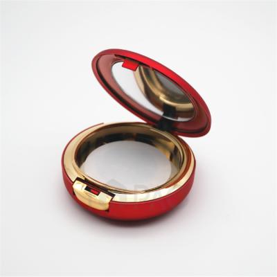 China Recyclable Custom Flat Round Red Luxury Empty Makeup Contract Case With Mirror for sale