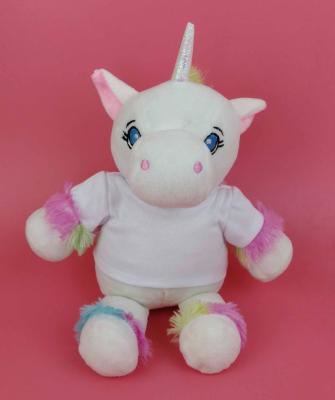 China Custom Gifts/Promotions Plush Unicorn Toy Stuffed Toy Unicorn Soft Toy With Shirt For Sublimation Printing for sale