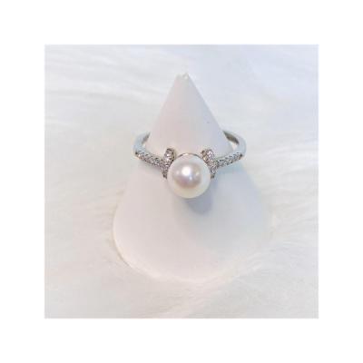 China Beautiful Extremely Detailed Design Ring For Women Natural Zircon Pure Modern Pure Open Pearl Ring for sale