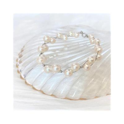 China Modern Yarn Semi-Bouroque Shape Chain Garland Layered Akoya Pearl Bracelet With Tasty Pearls for sale