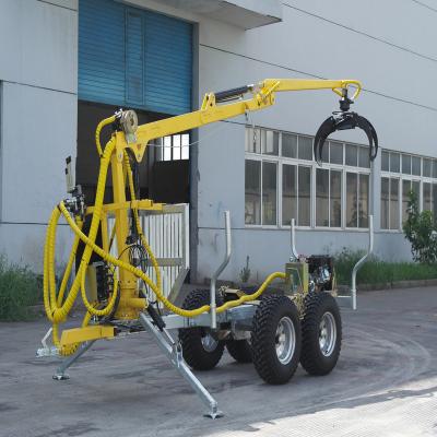 China Professional Farms Log Trailer Manufacturer 450 Log Trailer With Crane CE Certificate for sale