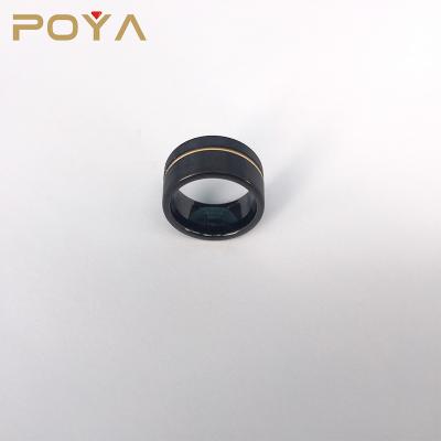 China FASHIONABLE Black POYA 8mm Guitar String Tungsten Ring Wedding Band Men Women Comfort Fit for sale