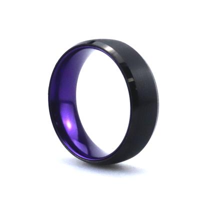 China Poya CLASSIC 8mm Polished Beveled Edge Anodized Purple Aluminum Coating Tungsten Inner Ring for sale