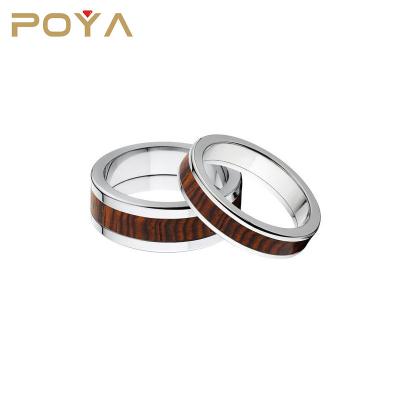 China FASHIONABLE Tungsten Ring Set Matching Wood, Marble Olive Tamboti Wood Rings from Cocobolo POYA Jewelry for sale