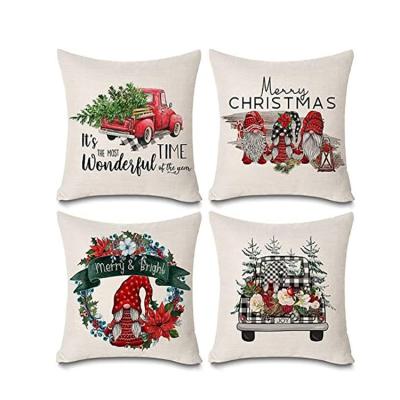 China Mordern set of 4 Christmas Decorations Gnomes Buffalo Plaid Farmhouse Decor Tile Cases for sale