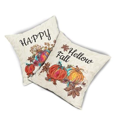 China Mordern Autumn Happy Illustration Leaf Orange Pumpkin Throw Blanket for sale