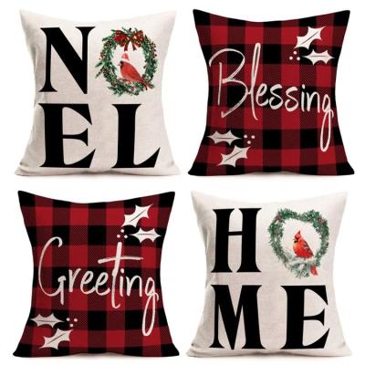 China Mordern Home Decorative Cushion Shape Buffalo Check Plaid Design Red Pillow Case for sale