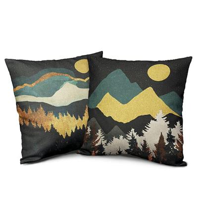 China Mordern Nature Forest Landscape Sunrise Mountain Standard Pillow Cover for sale