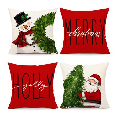 China Red and White Canvas Santa Claus Christmas Tree Snowman Pillow by Mordern Set 4 for sale